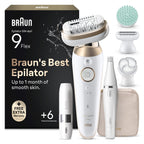 Damen-Epilierer Silk·épil 9 Flex SkinSpa 9-681 3D wasserdicht mit flexiblem Epilierkopf Smart Touch und Zubehör-Set