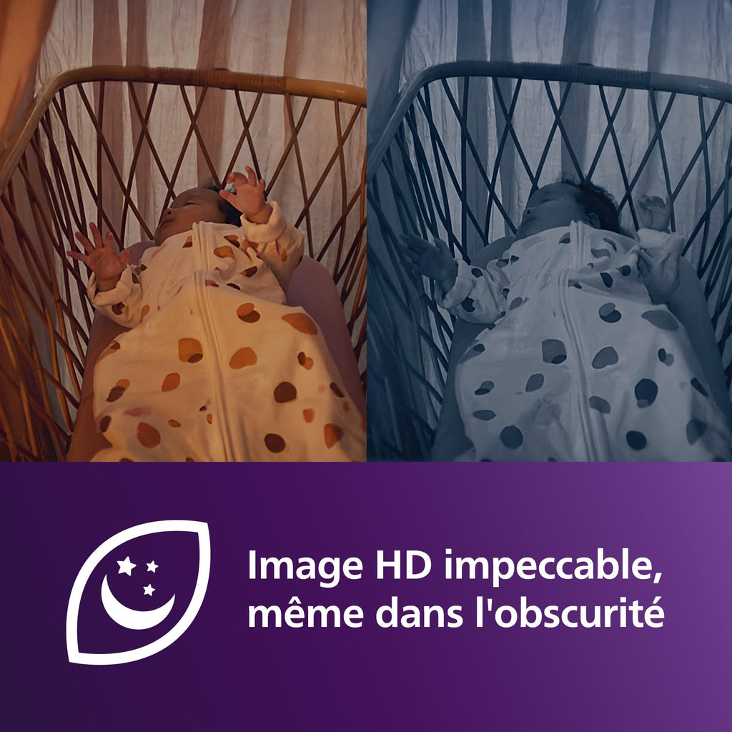 Écoute bébé vidéo SCD951/26 caméra HD 1080p Wi-Fi vision nocturne infrarouge audio bidirectionnel détecteur de sons