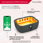 Elektrische Lunchbox mit Akku und App-Steuerung, 925 ml Edelstahl-Innenschale, auslaufsicher, 100 Watt