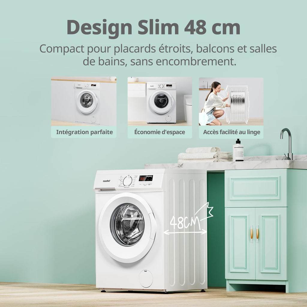 Lave-linge CFE12EW80/W-FR 8kg moteur BLDC 1400 tr/min classe énergétique A 15 programmes vapeur