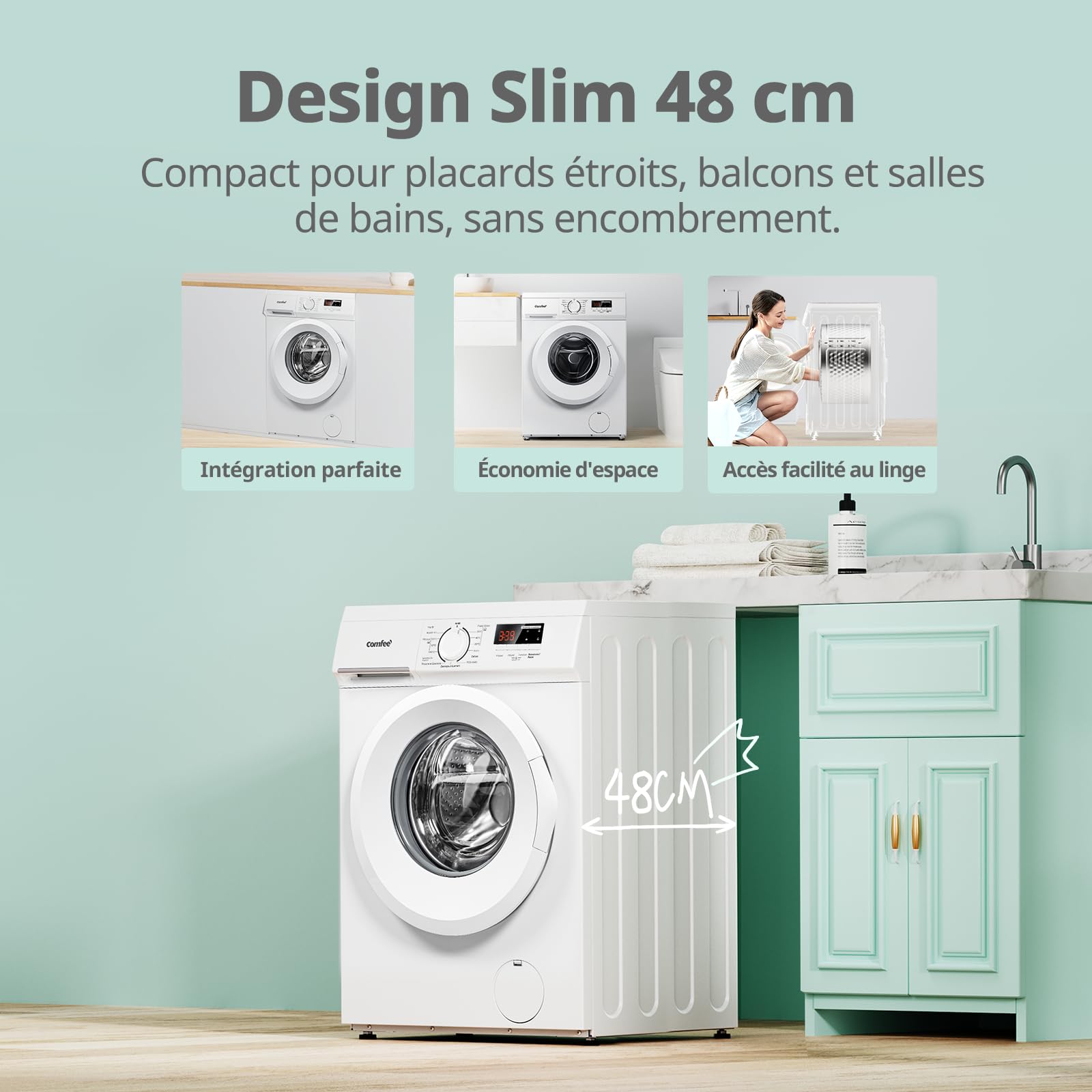 Lave-linge CFE12EW80/W-FR 8kg moteur BLDC 1400 tr/min classe énergétique A 15 programmes vapeur