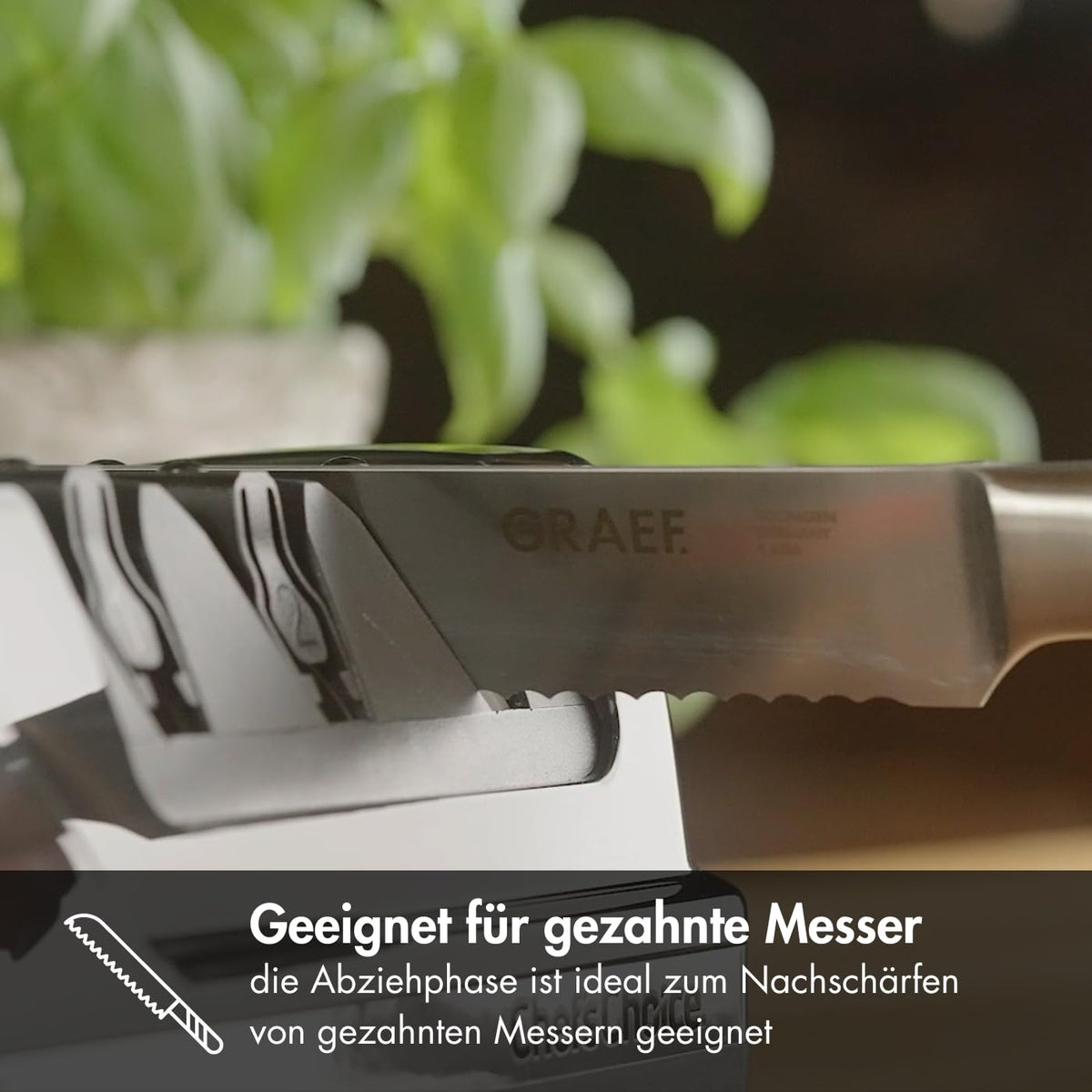 Elektrischer Messerschärfer CX125 mit 3 Stufen und Diamantbeschichtung für 15°-Klingen, für Küchen-, Jagd- und Wellenschliffmesser, Schwarz
