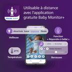 Écoute bébé vidéo SCD951/26 caméra HD 1080p Wi-Fi vision nocturne infrarouge audio bidirectionnel détecteur de sons