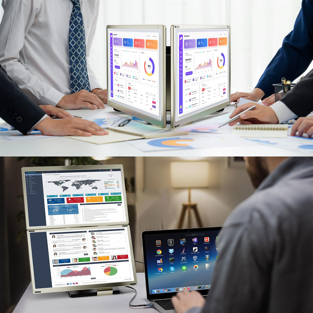 15,6"""" Laptop-Bildschirm-Extender mit 120% sRGB FHD 1080p, tragbarer Triple-Monitor-Erweiterung für Windows, Mac, Chrome und Android