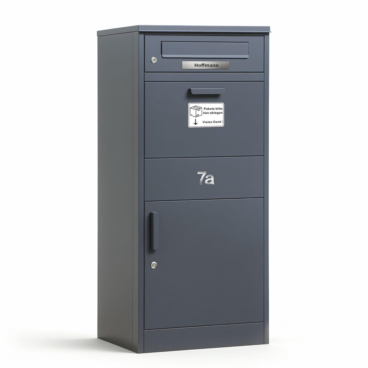 Paketbox mit Briefkasten und Paketfach 112 x 50 x 39 cm 85 L abschließbar aus verzinktem Stahl mit 4 Schlüsseln Anthrazit