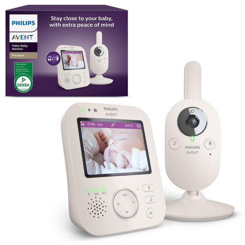 Babyphone vidéo SCD891/26 avec caméra écran 3,5 pouces zoom numérique x4 vision nocturne audio berceuses et capteur température