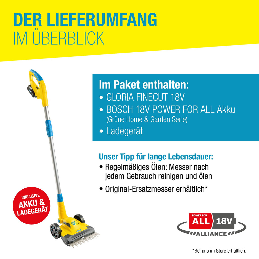 Tondeuse de finition sans fil FineCut 18V avec double lame largeur 25 cm batterie incluse