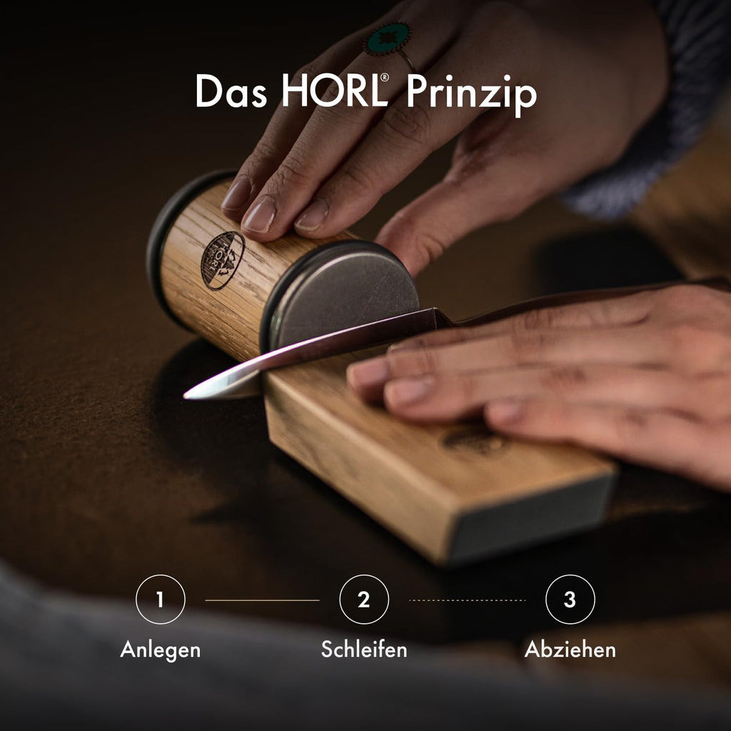 Rollschleifer Messerschärfer aus Eiche mit Diamant- und Keramikscheibe, magnetischer Schleiflehre sowie 15°- und 20°-Winkel