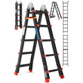 6in1 Mehrzweckleiter aus Aluminium, 20 Sprossen, 520 cm, 150 kg, ausziehbar, rutschfest, Gelenkleiter, Anlegeleiter, Klappleiter, Steh- und