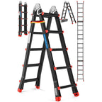 6in1 Mehrzweckleiter aus Aluminium, 20 Sprossen, 520 cm, 150 kg, ausziehbar, rutschfest, Gelenkleiter, Anlegeleiter, Klappleiter, Steh- und