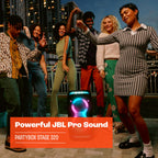 Enceinte portable Partybox Stage 320 avec son JBL Pro éclairage LED roulettes poignée télescopique et autonomie 18 h