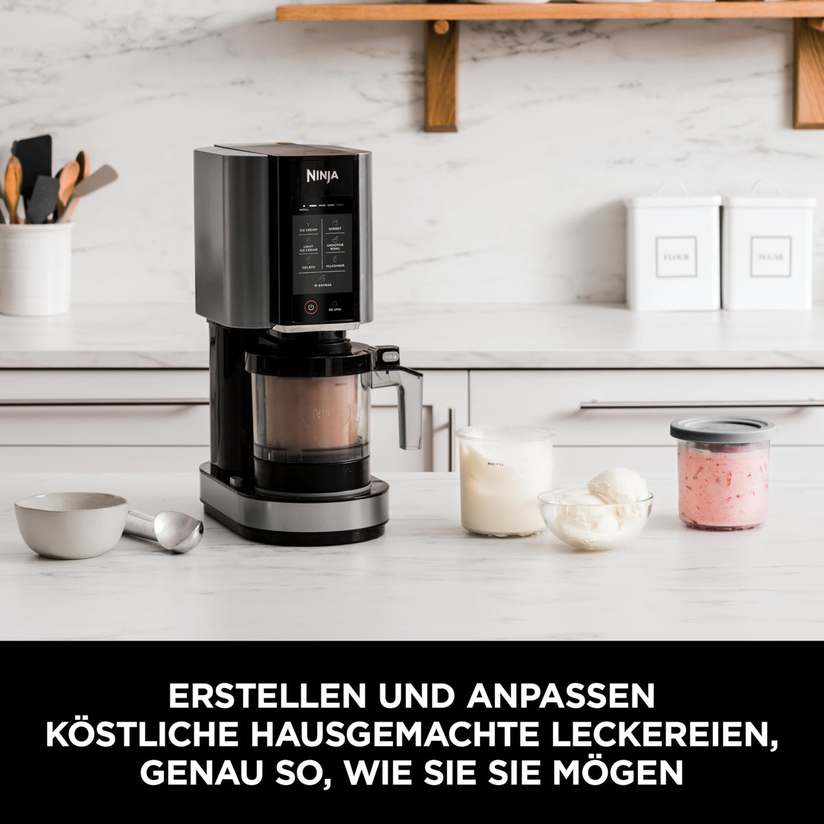 Eis- und Dessertmaschine CREAMi mit 7 Programmen 1,4 L 2 Dessertbehälter spülmaschinenfeste Teile