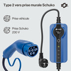 Câble de recharge Type 2 Schuko 3,7 kW réglable 8A 16A avec affichage numérique pour voiture électrique longueur 5 m
