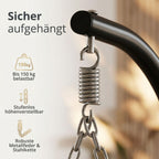 Hängesessel mit Gestell für Outdoor und Indoor, faltbarer Loungesessel aus PE-Rattan in Grau mit Wendebezug und Abdeckplane, bis 150 kg