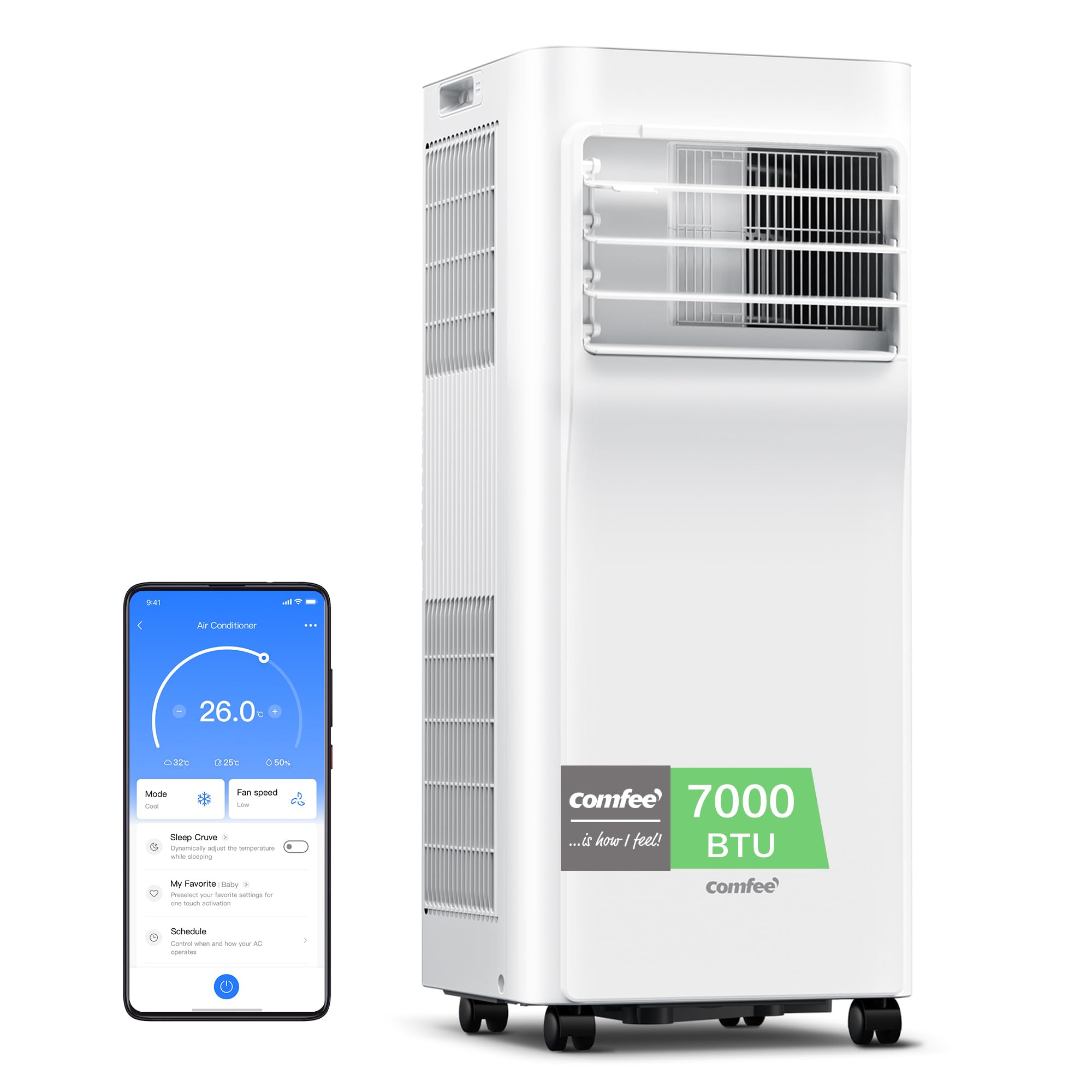 Climatiseur mobile Breezy Cool Pro 2.0 CPPA-07CRN7-QB6 7000 BTU 3 modes déshumidification Wi-Fi 3 vitesses