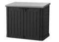 Mülltonnenbox aus Kunststoff, schwarz-hellgrau, ca. 1.200 L, für 2 Tonnen bis 240 l, inkl. Bodenplatte und Regalhalter