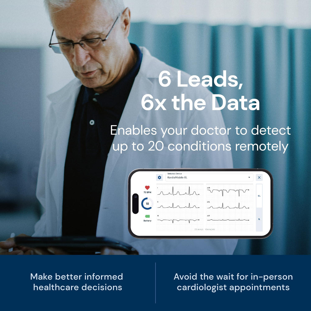 Moniteur ECG personnel KardiaMobile 6L à 6 dérivations connecté smartphone avec capteur ECG portable Bluetooth