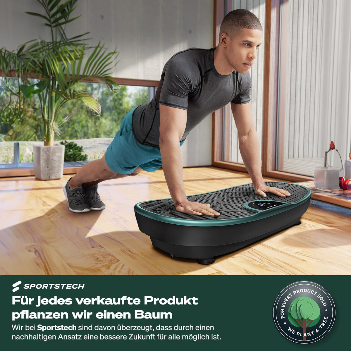 Vibrationsplatte mit leiser Motor, 180 Stufen und 7+1 Programmen inkl. Yoga, Bluetooth-Lautsprecher und Fernbedienung
