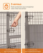 Cage pour chien XXL double porte PPD003B01 acier allié 122 x 74,5 x 80,5 cm avec plateau amovible