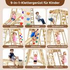 Klettergerüst klappbar für Kinder ab 1 Jahr, 10-in-1 Indoor Spielplatz aus Kiefernholz