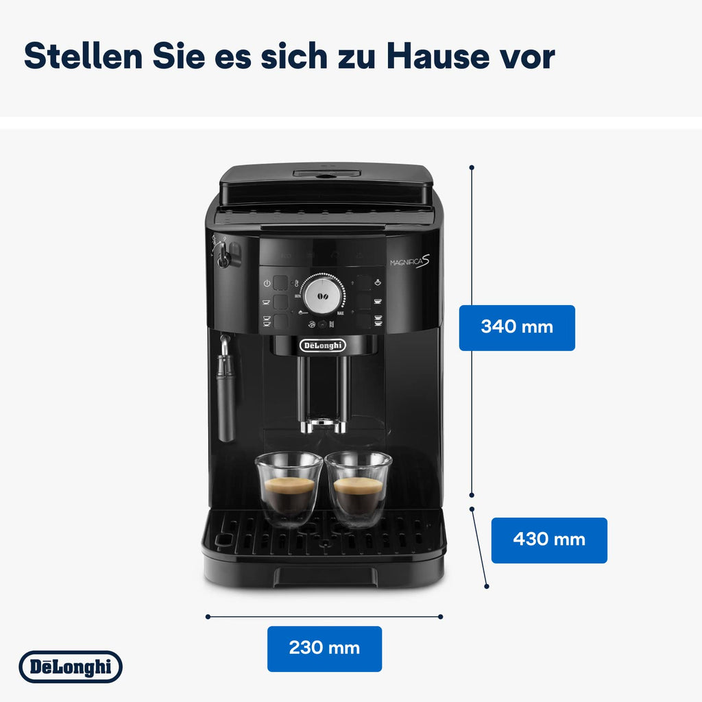Kaffeevollautomat Magnifica S mit manuellem Milchaufschäumer und 13-stufigem Mahlwerk, schwarz