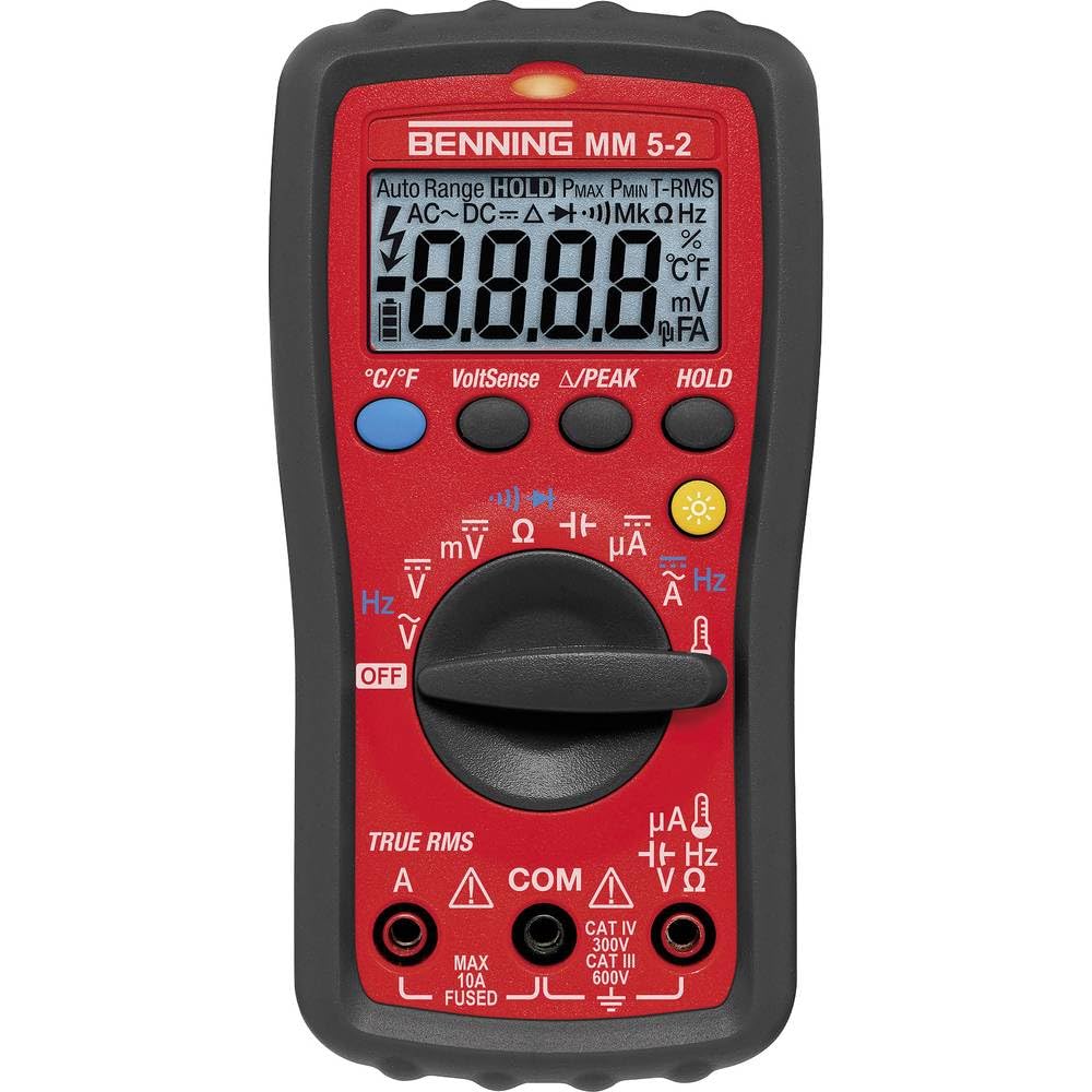 Digital-Multimeter MM 5-2 TRMS mit Spannungs-, Strom-, Widerstands-, Frequenz-, Kapazitäts-, Temperatur-, Durchgangs- und Diodenmessung