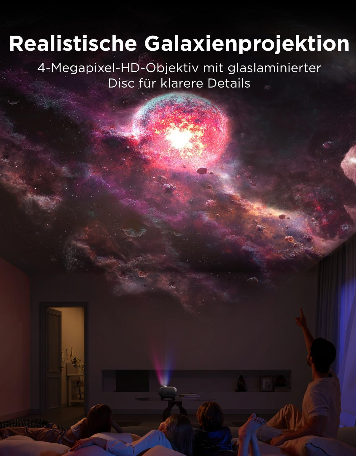 Sternenhimmel-Projektor Planetarium Galaxy mit 8 Filmdiscs, 4-Megapixel-HD-Objektiv und App-Steuerung