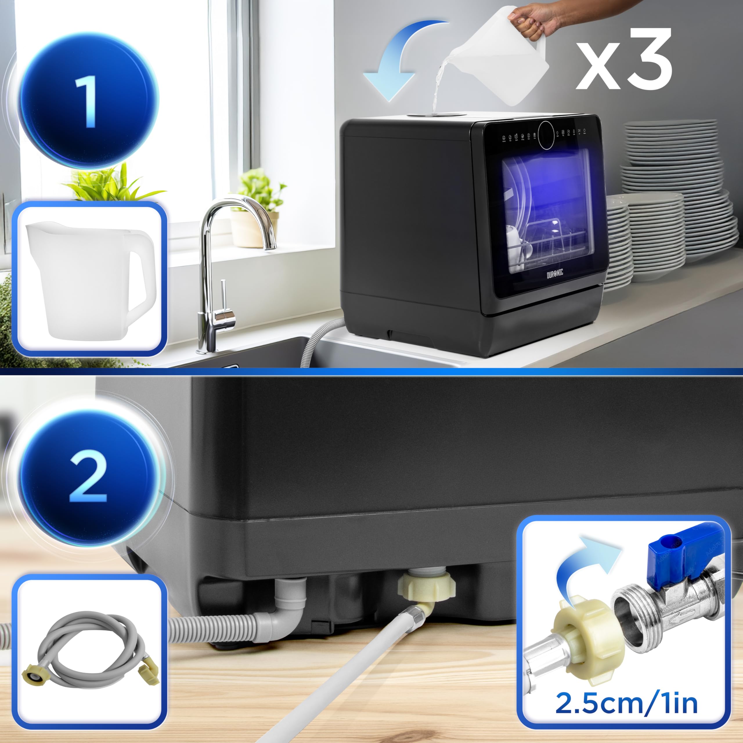 Lave-vaisselle de table DW5 BK 950W compact 7 programmes de lavage écran tactile séchage