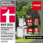 Elektro Gartenhäcksler Walzenhäcksler ILH 3000A mit 3000 Watt und Aststärke bis 44 mm, inkl. 60-Liter-Fangbox und Stopfer