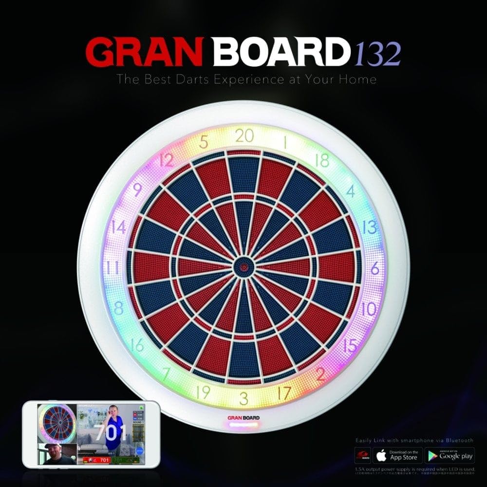 Elektronisches Dartboard 132 13,2 Zoll Bluetooth 4.0 Softdarts bis 18 g USB-Kabel Wandmontageschablone