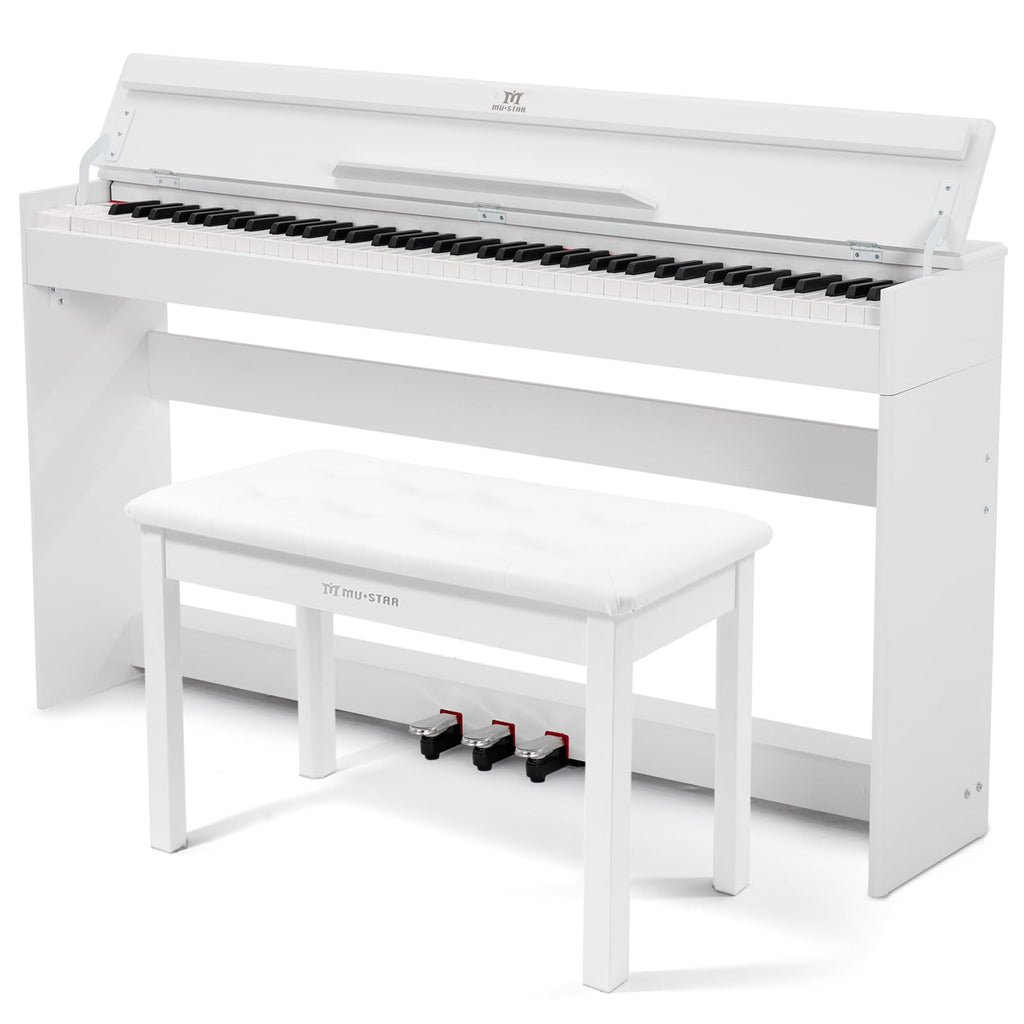 Digitalpiano-Set mit 88 halbgewichteten Tasten, Klavierhocker und 3 Pedalen in Weiß