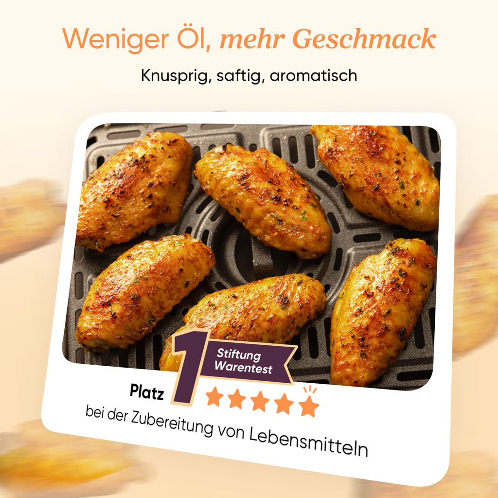 Heißluftfritteuse mit 2 Kammern und 8,5 L, Sichtfenster, 50 Rezepte in der Vesync-App, 1750 W