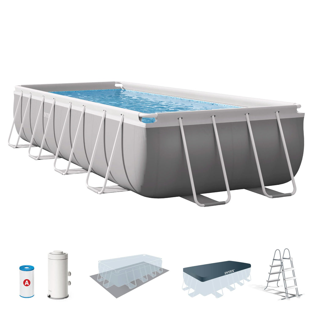 Piscine tubulaire rectangulaire Prism Frame 4,88 x 2,44 x 1,07 m avec épurateur 3,8 m³/h et échelle