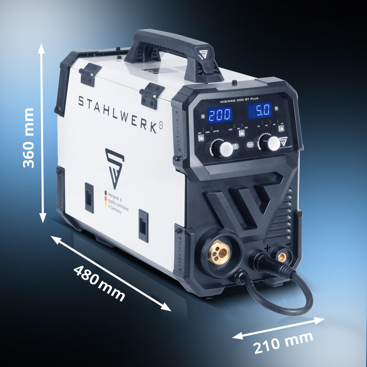 Schutzgasschweißgerät MIG/MAG 200 ST IGBT-Inverter mit 200 A, voll-synergisch für MIG/MAG, FLUX, Lift-TIG und MMA