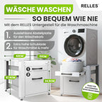 Untergestell für Waschmaschine und Trockner mit Schublade und Ablage, 500 kg Tragkraft, Stahl, 62x62x57,5 cm, höhenverstellbare Füße