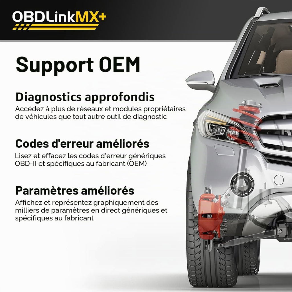 Scanner diagnostic auto OBD2 MX201 compatible iOS Android Windows avec lecture des données en temps réel