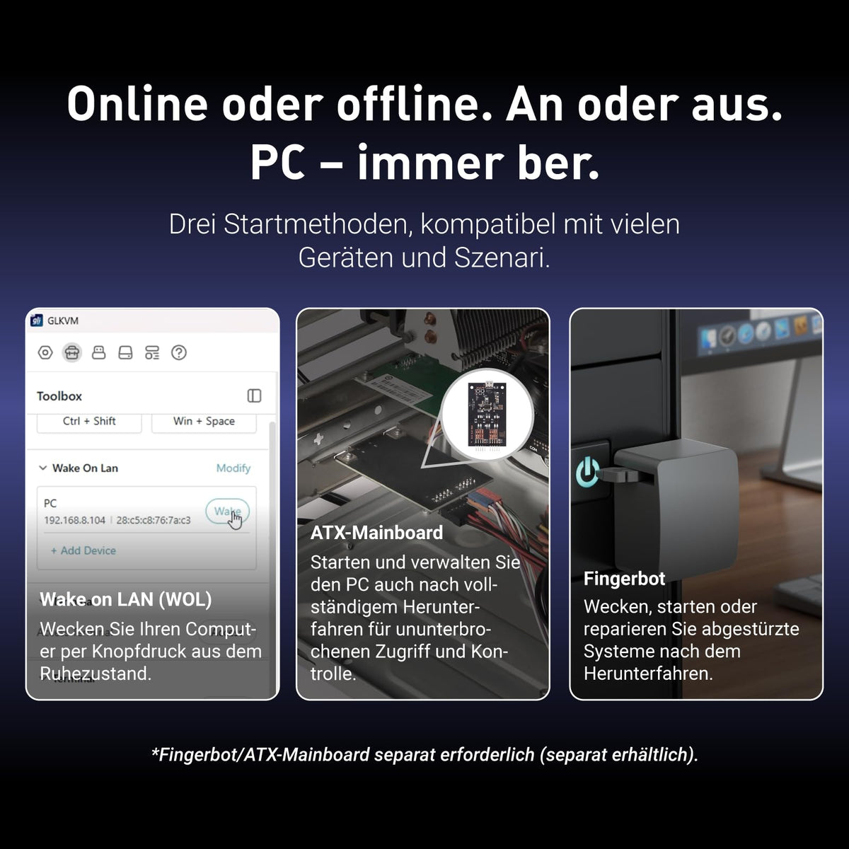 Remote KVM Comet Pro GL-RM10 mit Wi-Fi 6 4K@30FPS Video-Passthrough Touchscreen Zwei-Wege-Audio und Tailscale
