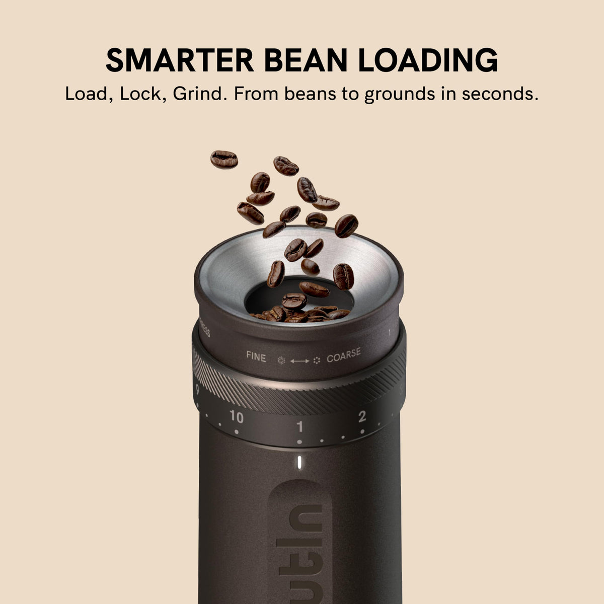 Elektrische Kaffeemühle Fino mit Kegelmahlwerk aus Edelstahl, 28 Mahlgrade, USB-C, tragbar, Tundra Brown