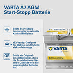 AGM Autobatterie 12V 70Ah 760A für Start-Stopp und xEV, wartungsfreie Starterbatterie