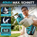 4-in-1 Akku-Hochentaster mit 6-Zoll-Mini-Kettensäge und Elektrischer Gartenschere, bürstenlos, 2x 4,0 Ah, bis 4 m