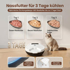 Automatischer Nassfutterautomat für Katzen mit Kühlung und Heizung, 5 Edelstahlschalen 304, 1,25 L, 3 Tage Frische