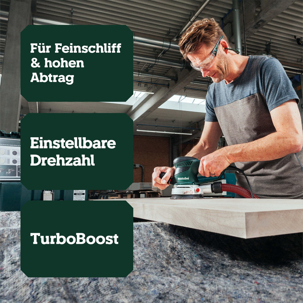 Exzenterschleifer SXE 450 TurboTec mit Duo-Schwingkreisverstellung und Vario-Elektronik, 350 W, 4 m Kabel
