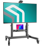Rollbarer TV-Ständer TS1991-B für 50–100 Zoll bis 120 kg VESA 200x200–1000x600 höhenverstellbar neigbar mit AV- und Webcam-Ablage