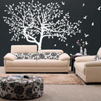 Sticker mural arbre bouleau vinyle - Autocollant forêt botanique nature feuilles