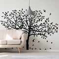 Sticker mural arbre bouleau vinyle - Autocollant forêt botanique nature feuilles