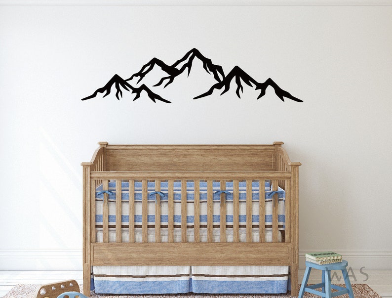 Grandes Montagnes Vinyle Autocollant avec Pins, Décoration Murale
