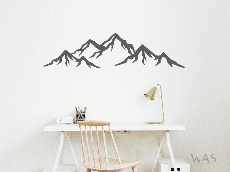 Große Berge Vinyl-Aufkleber mit Kiefern, Wanddekoration