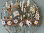 Anneau Floral Doré – Couronne Murale Fleurs Séchées Blanches & Blé