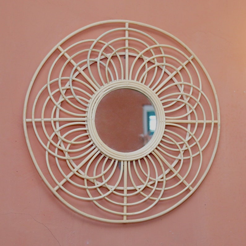 Miroir mural rotin 58 cm Bohème rond