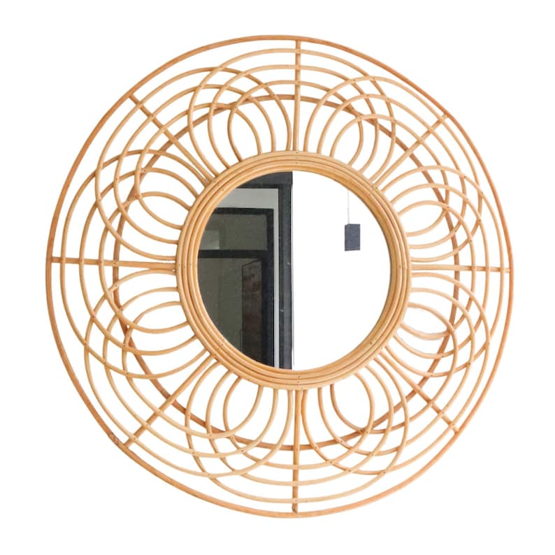 Miroir mural rotin 58 cm Bohème rond